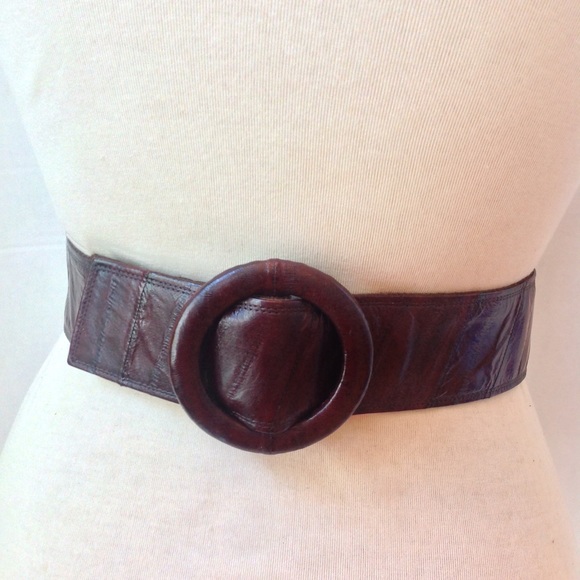 Vintage Eel Skin Brown Leather Belt Saddle Wrap main image 3
